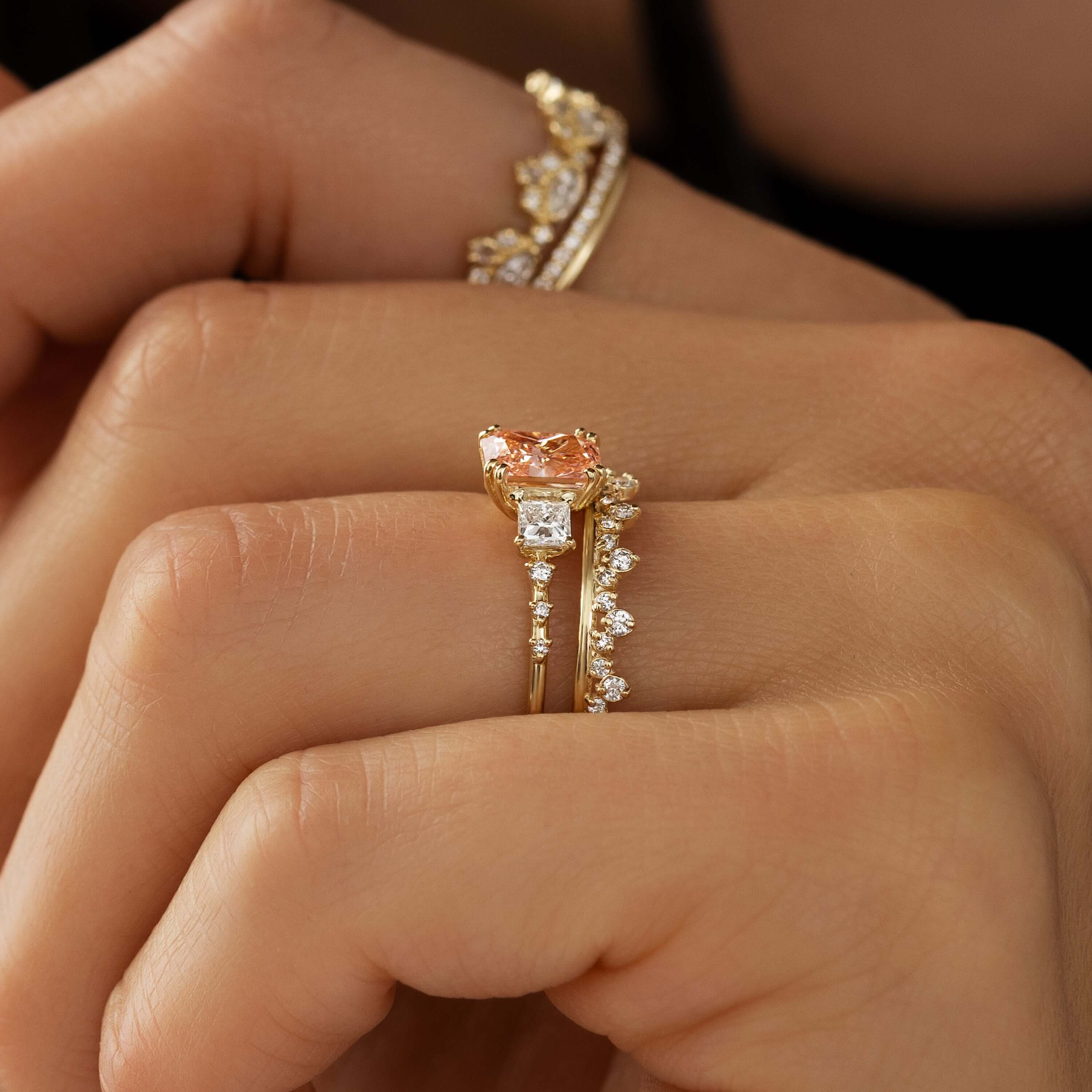 Kite Set Accented Princess Cut Engagement Ring